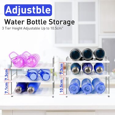 Bottle Rack Refrigerator Organizer, Expandable Bottle Holder Refrigerator Wine Rack Stackable, Adjustable Cabinet Organizer Kitchen, Bottle Organizer for Kitchen Countertop (blue)