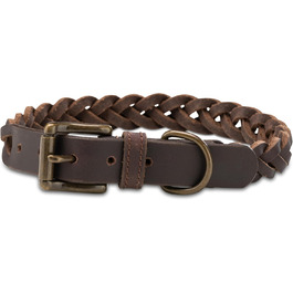 Сплетене шкіряне нашийник для собак – міцний ручної роботи, з високоякісної шкіри буйвола, Clarissa (M (36.0-45.0cm))