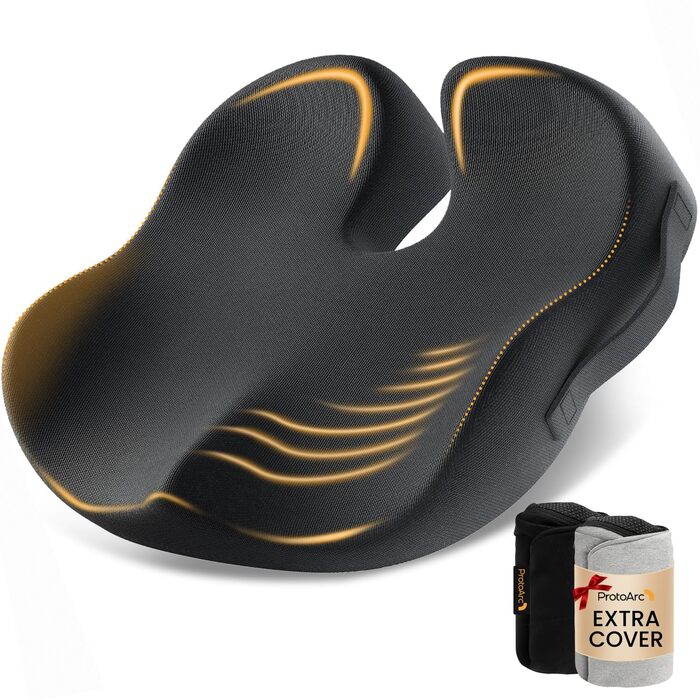 Крісло-подушка ProtoArc для офіса та авто, X-Large, з пам'яті ефектом, чорний, ергономічна підтримка спини