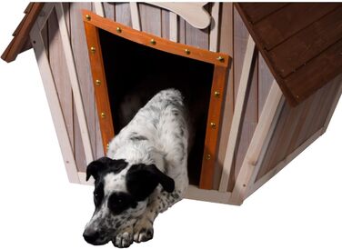 Будинок для собак Dobar® 'Hubi' - XL, масивне дерево, зовнішній, знятний піддон, 90x77x109 см, коричневий/сірий