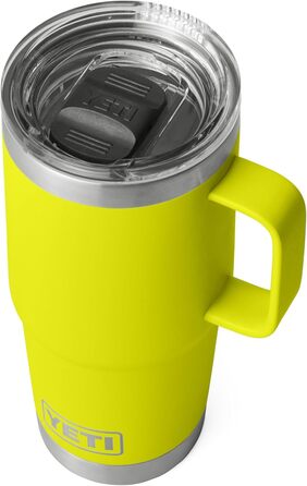 Термокружка YETI Rambler 20 oz (591 мл), нержавіюча сталь, ізольована, кришка Stronghold, колір Firefly Yellow