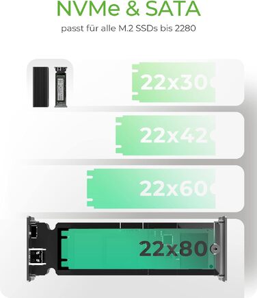Зовнішній корпус для M.2 PCIe SSD ICY BOX Aluminium USB 3.1 Type-C IB-1817M-C31, чорний (без інструментів)