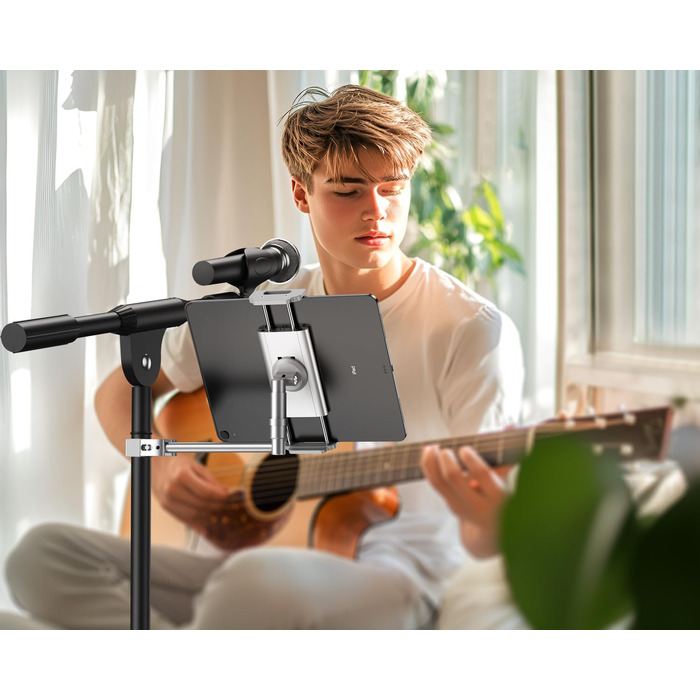 Тримач для iPad з мікрофоном Elitehood: регульований, 360° обертання, сумісний з iPad Pro, Air, Mini та іншими пристроями (4-12.9