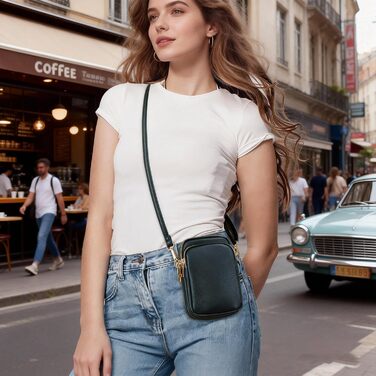 Сумка жіноча Mini Tasche на плече для телефону: кросбоді, гаманець, для iPhone 16 Pro Max/Samsung/Xiaomi до 7.5' - чорна