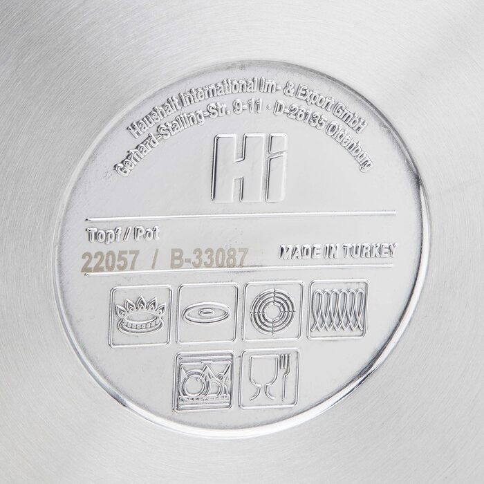 Універсальний каструля з нержавіючої сталі 15 л Haushalt International з скляною кришкою, діаметр 28 см, для індукції, газу, електро та кераміки, ідеально як супова каструля