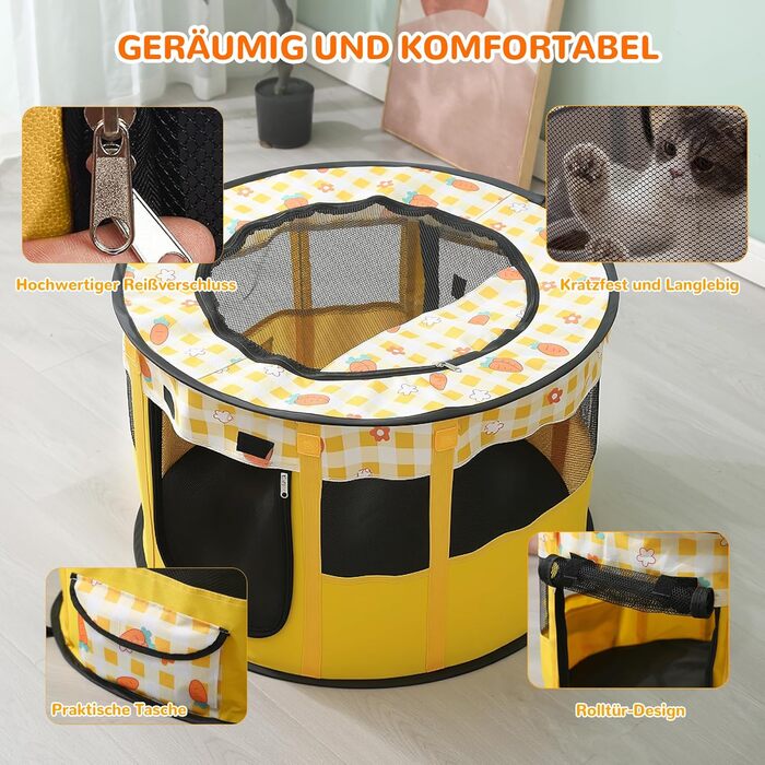 Розкладний вольєр для тварин ALLSOPETS: переносна клітка для котів, собак, кроликів (XL) з сумкою