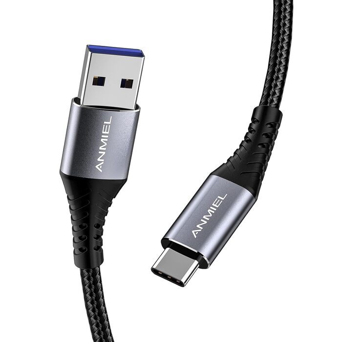 Кабель USB-C, 3.1A, 5Gbps, 2м, чорний: для Samsung, Sony, LG, HTC