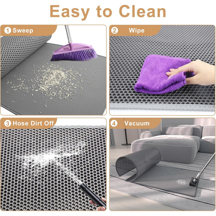 Килимок для котячого туалету Garoopion Katzenklo Matte, 90x76 см, EVA, стільниковий, сірий, двошаровий