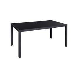 Outdoor Dining Table with Tempered Glass Top - Black