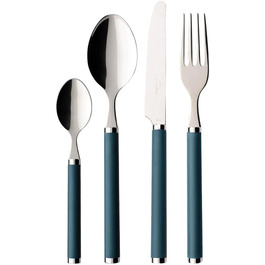 Villeroy & Boch Play Green Garden Tableware Set, for up to 6 people, 24-piece, Stainless Steel, Green Plastic Handle