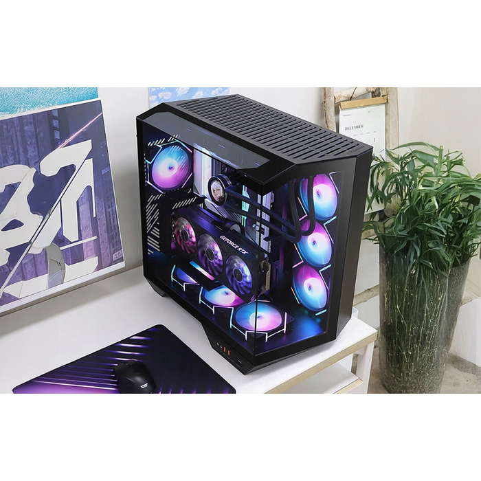 Корпус для ПК DarkFlash DY470 ATX Cube Case, 4 вентилятори ARGB, з ручкою