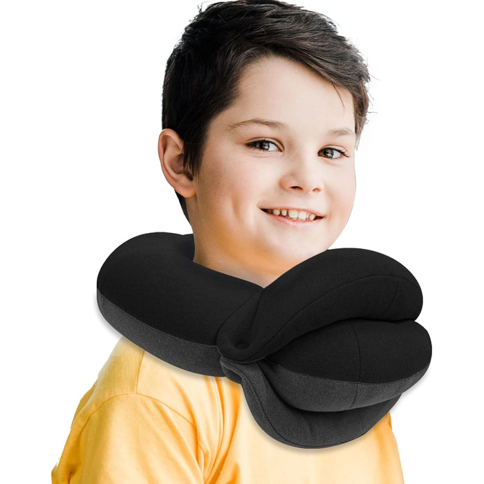 Подушка для шиї Buyue для подорожей літаком, 360° обертання, підтримка шиї, комплект з маскою для сну та берушами (для дорослих, до 45 кг)