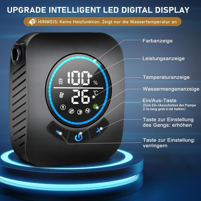 Camping Shower, [8000mAh] Portable Camping Shower with Pump and Temperature Gauge, Mobile Outdoor Shower Set with Showerhead and 2M Hose for Camping, Garden, Car Washing, Beach, Travel, Pet