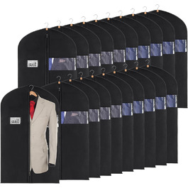 Набір з 10 чорних мішків для одягу KEEGH, 60x152 см, для зберігання костюмів, пальто, сорочок, захисна сумка з флісу