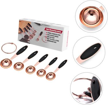Cieeo 2-Piece Measuring Spoon Set in Rose Gold - Kitchen Helper Set, Kitchen Utensil Set, Wooden Spoon Set, Measuring Cups, Stainless Steel Kitchen Baking Utensils, Cocktail Spoons, Stainless Steel, Rose Gold