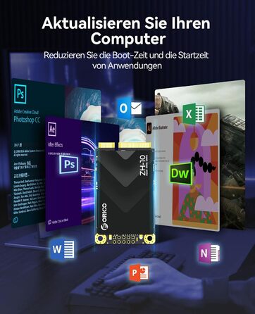 ORICO NVMe SSD 512GB M.2 PCIe 4.0 x4 - Внутрішній SSD з радіатором для ПК та ноутбуків