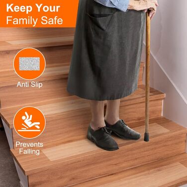 Transparent Stair Treads - 15 Piece Set - 10 x 81cm Anti-Slip Carpet for Stairs - Self-Adhesive Non-Slip Stair Mats for Wood Steps