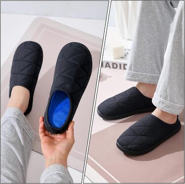 Тапочки домашні жіночі/чоловічі зимові теплі, плюшеві, м'які, зручні з memory foam, антиковзні, двоколірні, для дому та вулиці, 38/39 EU, чорні