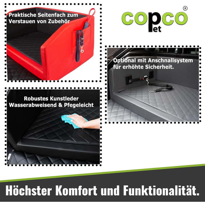 Захист для багажника авто з підкладкою для собак, 70x55x38 см, з кишенею, водовідштовхувальний, червоно-чорний
