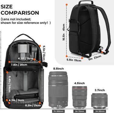 Чохол для камери Tarion: водонепроникна сумка-слінг для фотоапарата DSLR/SLR з дощеміцким чохлом, чорна