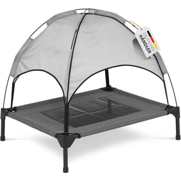 Підвищене лежак для собак з дахом, XL, 122x91x23/114 см, сірий, 520084 (L 76 x B 76 x H 18 см)