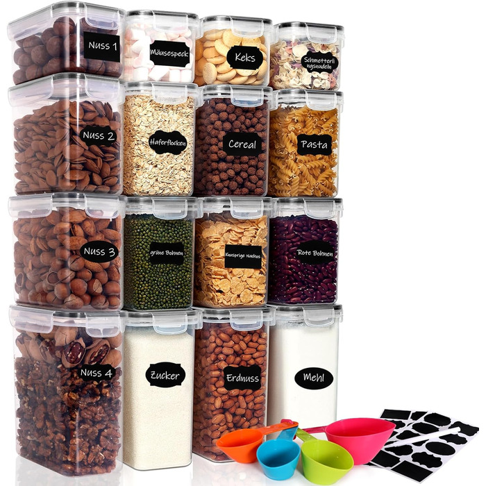 Контейнери для зберігання Caliyo з кришкою, герметичні, набір 16 шт. для продуктів харчування, BPA-Free