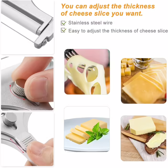 Stainless Steel Cheese Slicer Set and Cheese Slicer for Soft, Semi-Hard, Hard Cheese Kitchen Tool 2-Piece Set
