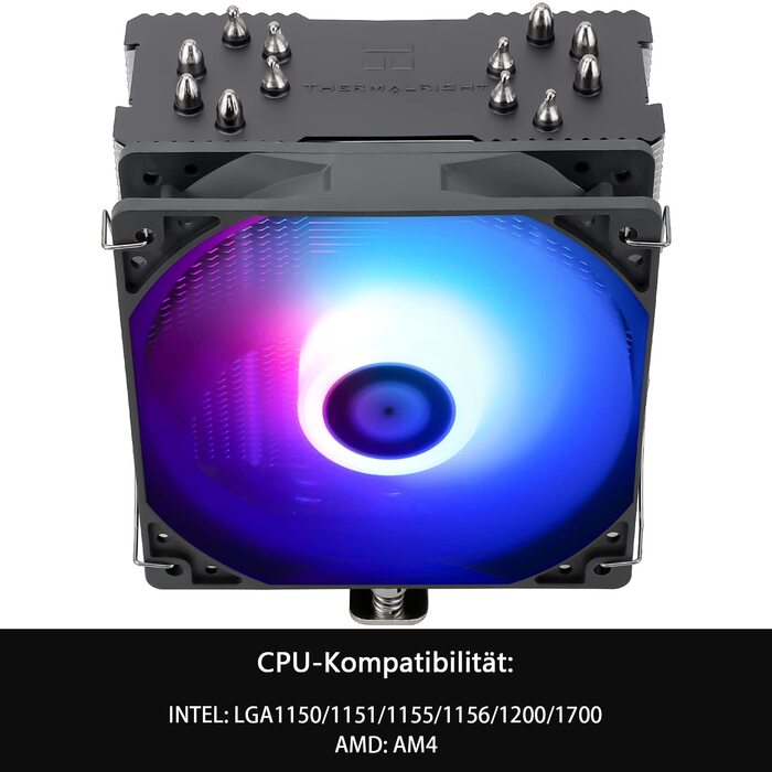 Охолоджувач CPU Thermalright TL-C12C з 6 тепловими трубами та PWM вентилятором, для AMD AM4/AM5/Intel 1700/1150/1151/1155/1200/1851, з підсвічуванням ARGB