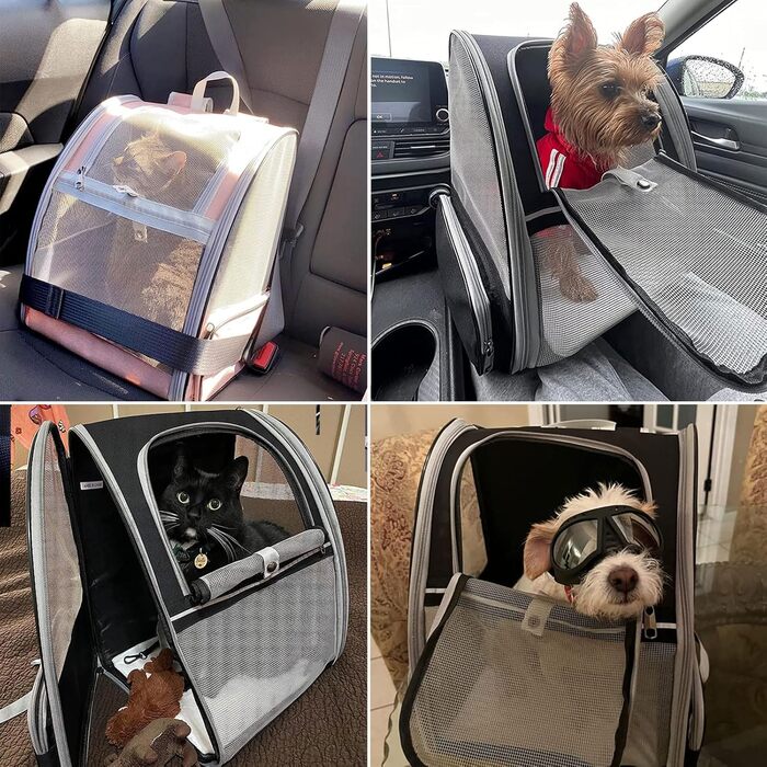 Рюкзак для кота/маленької собаки, чорний. Транспортна переноска для тварин до 8 кг, з вікном та безпечною пов'язкою. Ідеально для прогулянок та подорожей.