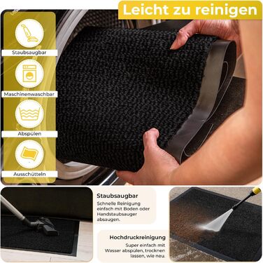 Привітальний килимок BLADO для дому та вулиці, протиковзкий та зносостійкий, чорний, 60 x 120 см