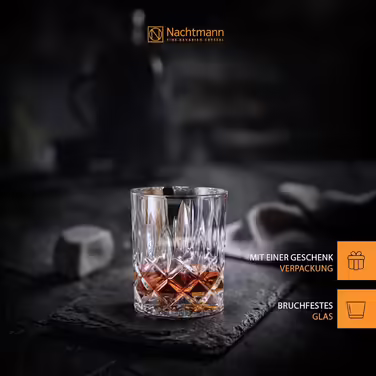 Nachtmann 3-Piece Whisky Set, 750 ml Carafe with 2 Whisky Glasses 295 ml, Noblesse, 91899, Crystal Glass Whisky Gift Set, Dishwasher Safe