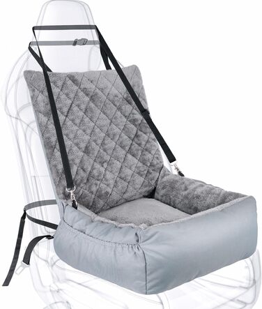 Автокрісло для собак SIVEIS - зручне ліжко з кишенею, захист від подряпин, з ременем безпеки (02-Сіро-блакитний)