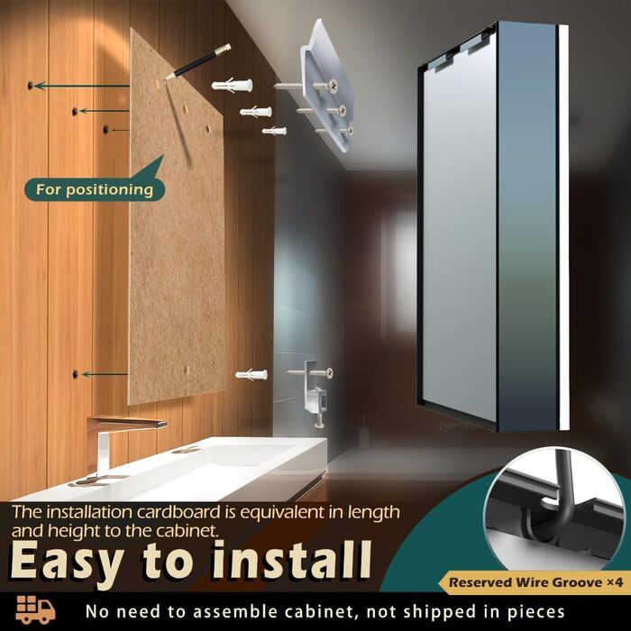 LED дзеркальна шафка для ванної кімнати KWW з підсвічуванням, регульованою температурою світла, протитуманним покриттям та USB роз'ємами (2 дверцята, 80x70 см)