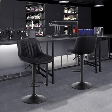 Youhauchair Adjustable Swivel Bar Stools with Backrest - PU Leather, Modern Kitchen Bar Stools (2-Pack, Black)