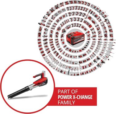 Акумуляторний повітродув Einhell GP-LB 18/200 Li E-Solo Power X-Change, 18В, безщітковий двигун, регулювання обертів, осьова технологія, без акумулятора та зарядного пристрою