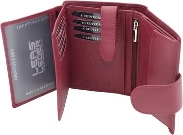 LEAS Women's and Men's Card Holders with Outer Flap in Portrait Format, Genuine Leather, Red Special Edition, Red, 12.5x9cm