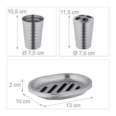 Relaxdays 5-piece Bathroom Set Stainless Steel