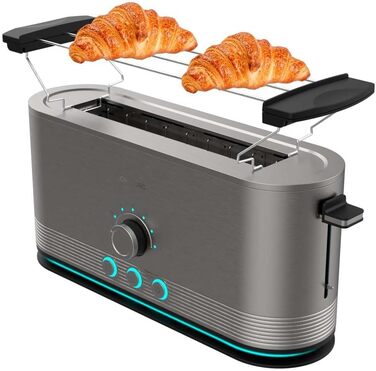 Тостер Cecotec Shine&Toast Extra з нержавіючої сталі, 1050W, 2 тости, широкі слоти 3,8 см, 7 рівнів підсмажування, світловий індикатор