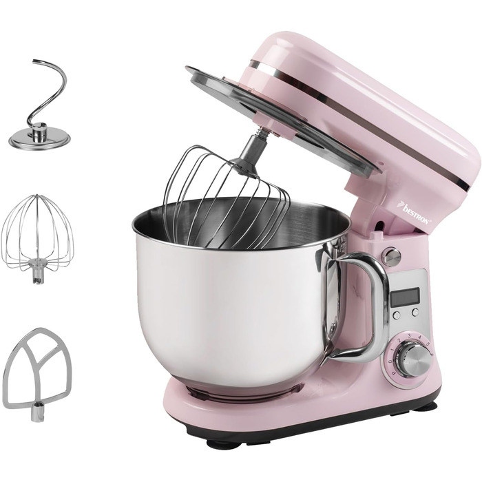 Кухонна машина Bestron Super Silent 6 л з DC-двигуном, 6 швидкостей + Pulse, рожева