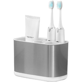 Colist Stainless Steel Toothbrush Holder, Bathroom Electric Toothbrush Holder Organizer, Toothbrush Holder Non-Slip Bottom 4 Toothbrush Compartments Removable for Easy Cleaning (Large) (Stainless Steel (Small))