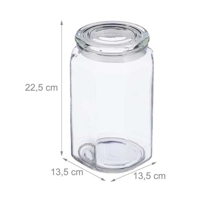 Relaxdays Set of 6 Storage Jars with Lids, 2400 ml