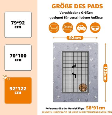 Підстилка для собак та цуценят PICK FOR LIFE, 2 шт., швидко поглинаюча, 92x122 см, сіра