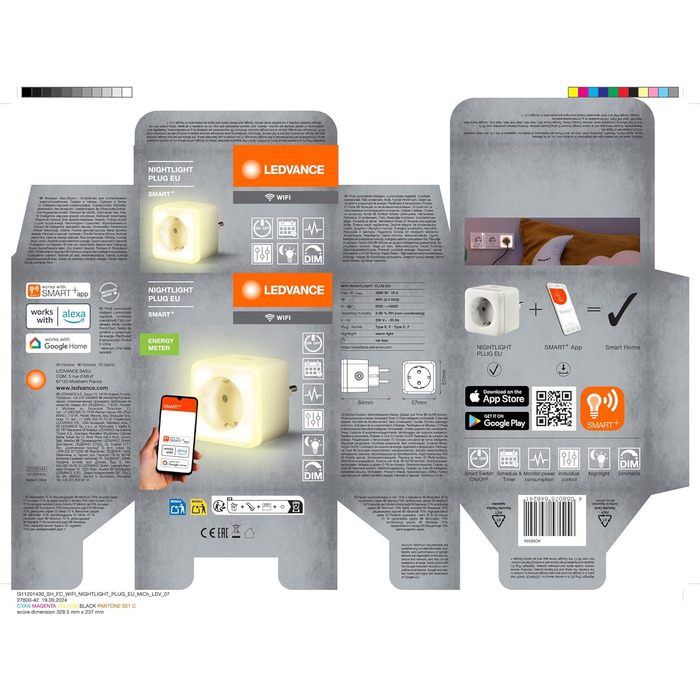 LEDVANCE Smart Plug: Трійник з USB, WiFi, захист від перенапруги та перевантаження, керування через додаток, Alexa, Google