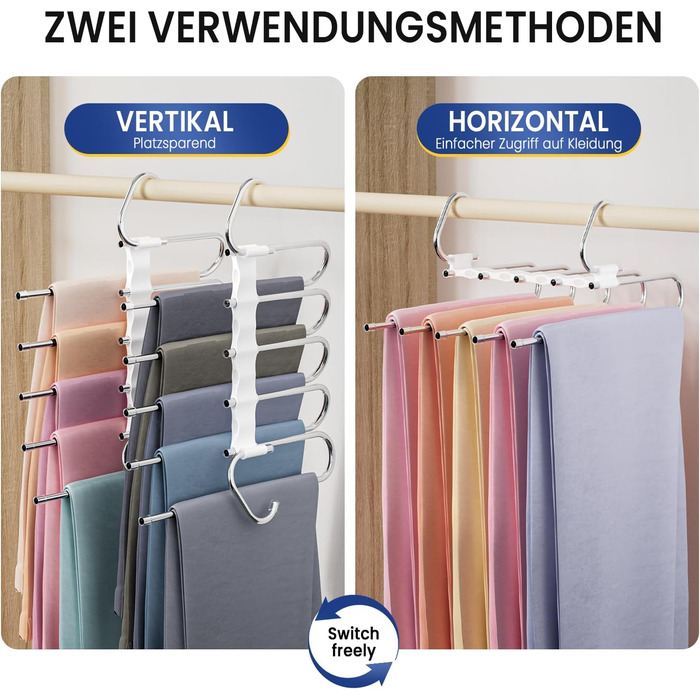 Фальшбугель для штанів DAMITA - 2 шт. (білий) - фальшбугель, органайзер для шафи, штани, джинси, спідниці, шарфи, для жінок та чоловіків