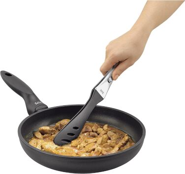Silit Girato Serving Tongs 31 cm, Stainless Steel, Plastic Head, BBQ Tongs, Small Grill Tongs for Steak, Fish, Vegetables, Locking Mechanism, Space-Saving