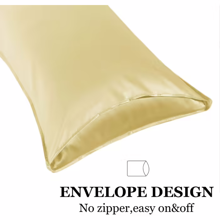Silk 22 Momme Silk Pillowcase Set of 2, 100% Mulberry Silk Pillowcase for Hair and Skin with Envelope Closure, Soft and Smooth Silk Pillowcase, 50 x 66 cm Yellow Yellow 50x66cm