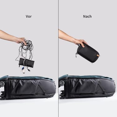 PGYTECH Pouch Tech Electronic Organizer Bag, Waterproof Cable Bag, Multifunctional Travel Bag for Action Cameras such as Insta360 X4, Cables, Charger, Battery, Power Bank, SD Card Accessories, Black