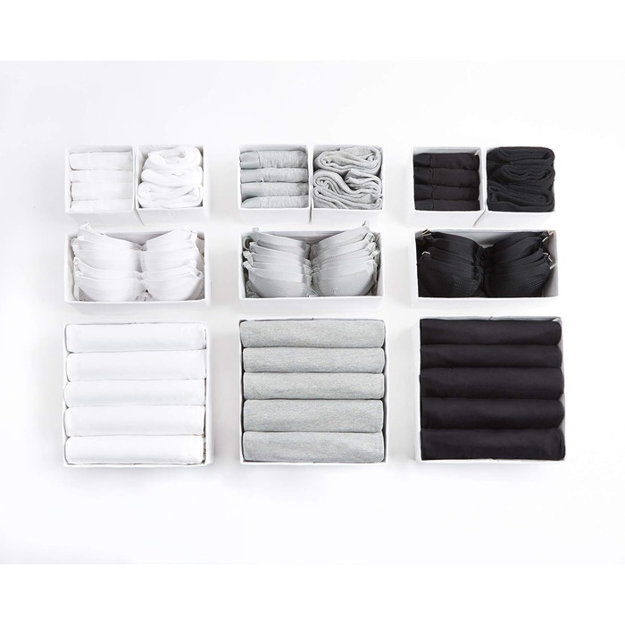 Large Drawer Organization System 12-Piece Set White Boxes Storage Organizer Drawer Cabinet Organizer Storage Box Closet Organizer