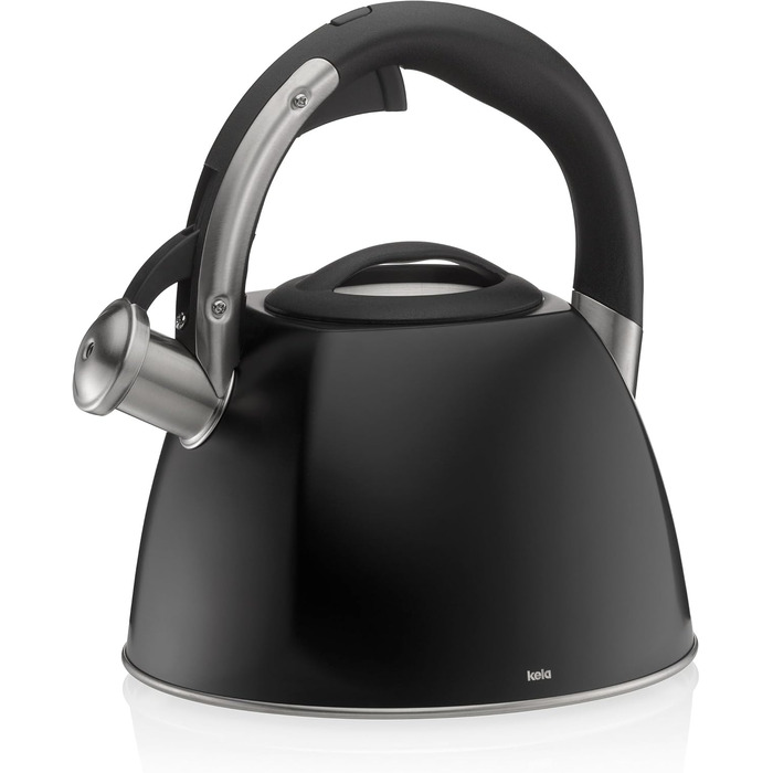 Ке́ла чайник індукційний 2.4л, з свистком, нержавіюча сталь, для всіх типів плит, з безпечним відкриванням кришки кнопкою, VITUS, чорний матовий