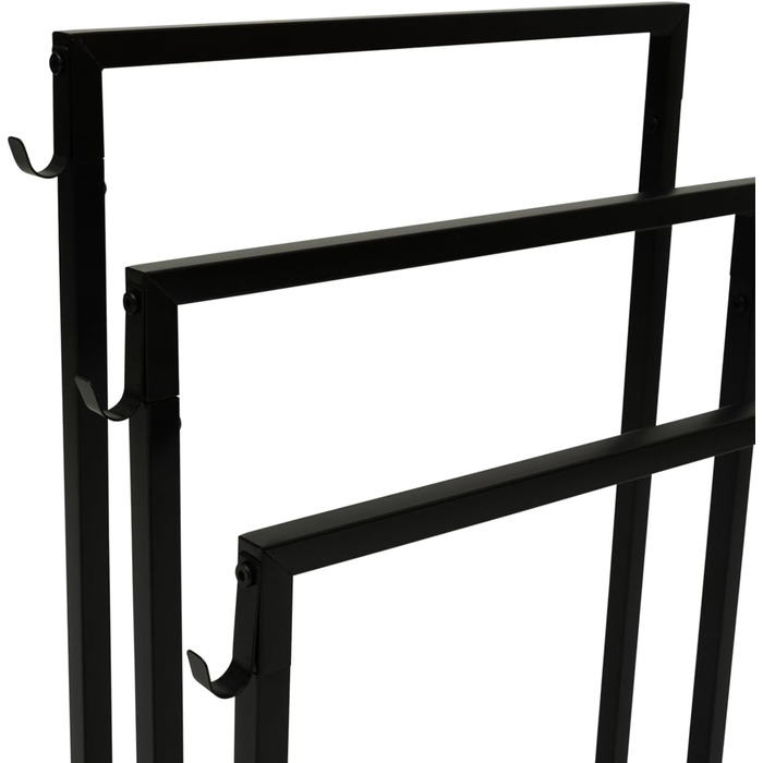 Тримач для рушників на стійці 3 яруси Dallas, метал, чорний, індустріальний дизайн